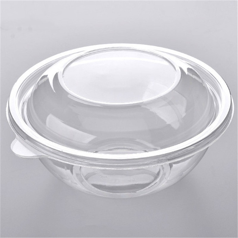 Disposable biodegradable 32oz pla food round bowl with lids for salad 