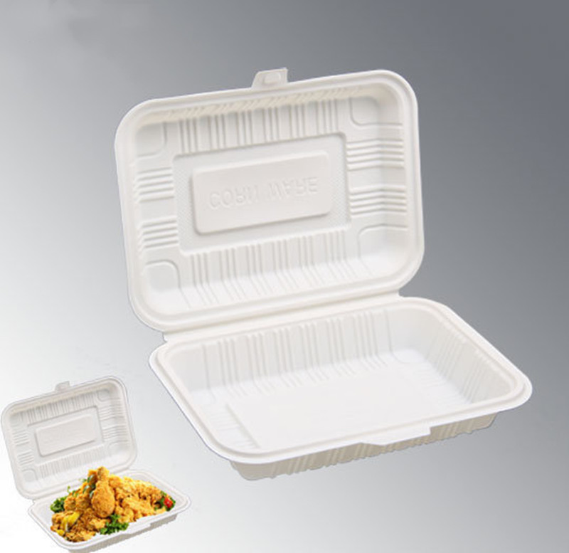 800ml desechable al por mayor almidón de maíz clamshell caja de comida para llevar