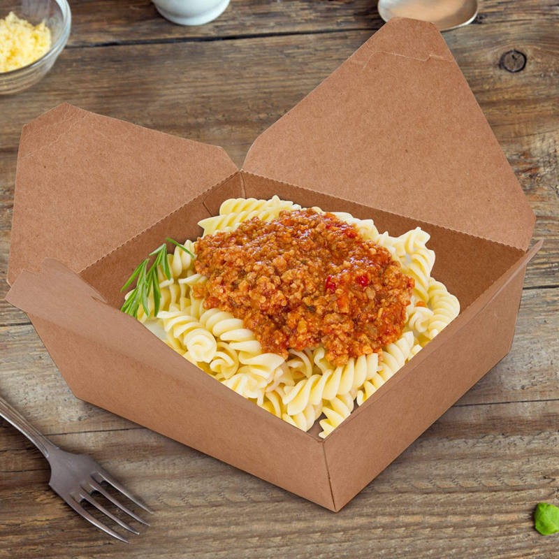 Caja desechable al por mayor de papel Kraft para llevar de 1400ml
