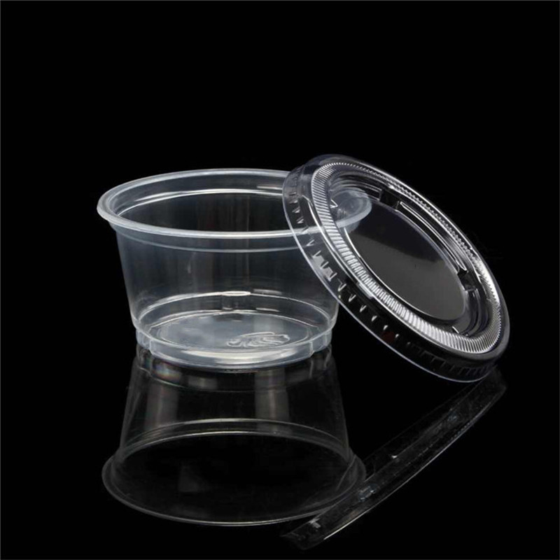 2oz disposable biodegradable clear plastic pla sauce cups with lid