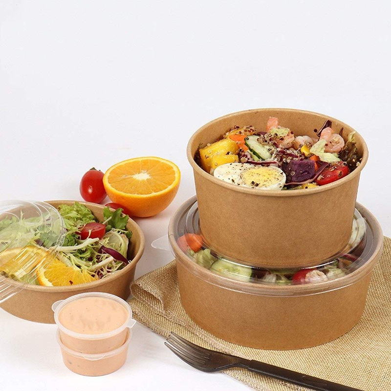  1100ml ensaladeras kraft desechables con tapas