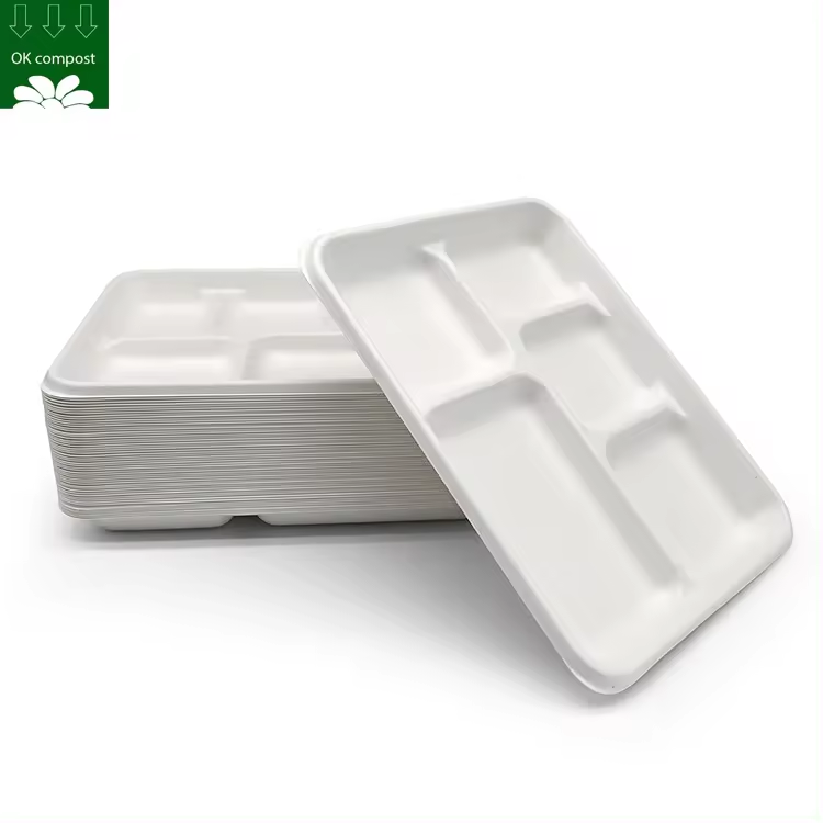 Bandeja de bagazo de 5 compartimentos para alimentos