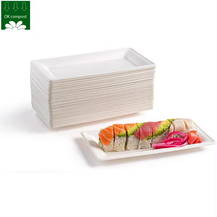 Buen precio bandeja de sushi de caña de azúcar biodegradable de alta calidad