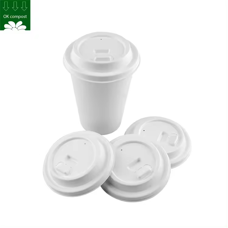 Servicio personalizado 100% compostable de caña de azúcar Bagazo tapa de café tapa de papel de caña de azúcar biodegradable tapa de café