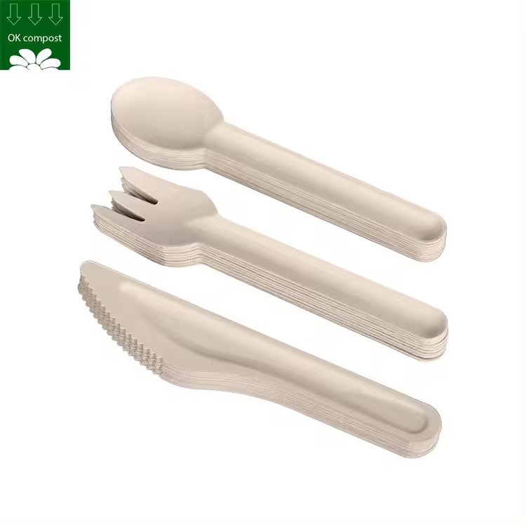 Servicio personalizado Compostable Bagazo de caña de azúcar Cajilla de papel Biodegradable Caña de azúcar desechable Cuchillo de tenedor