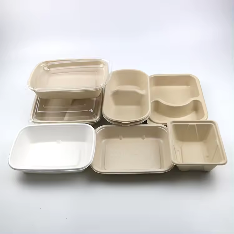 Bandeja de alimentos de caña de azúcar desechable para sellado térmico de película