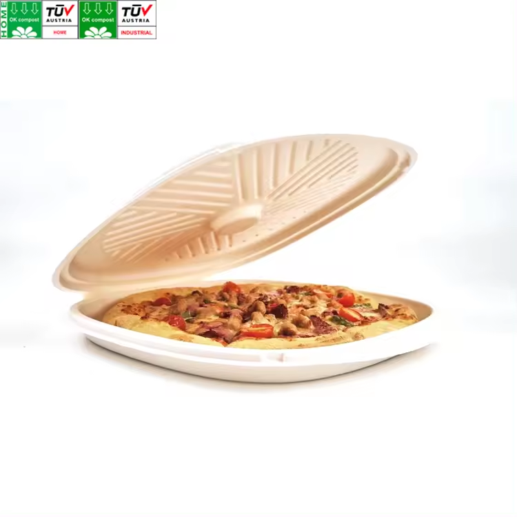 Caja de pizza biodegradable de caña de azúcar desechable