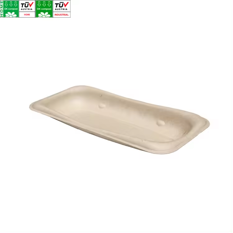 Bandejas de alimentos biodegradables biodegradables de frutas y verduras de pulpa de bagazo para supermercado - 副本