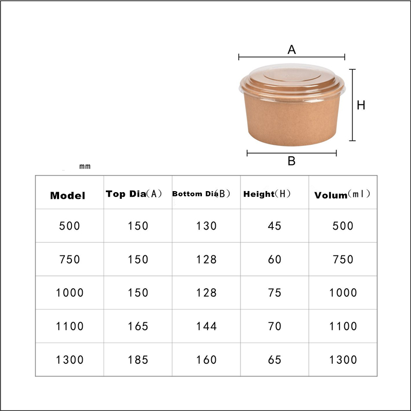 Ensaladera de papel kraft de 1000 ml